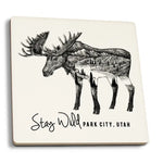 Ceramic Coaster Park City, Utah, Stay Wild Moose