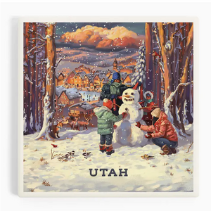 Ceramic Coaster Utah, Merry & Bright, Vintage Snowman