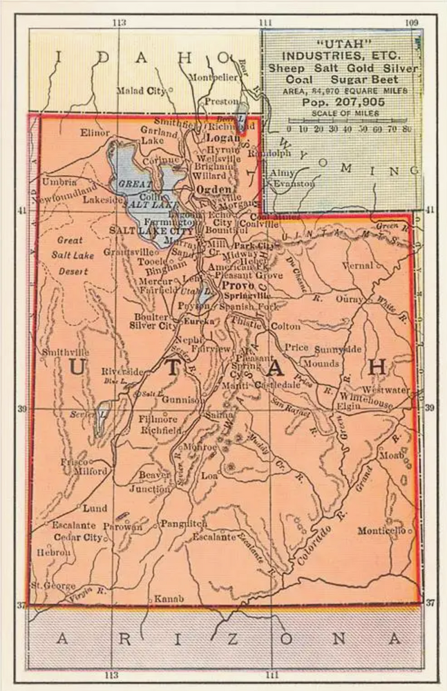Map of Utah - Vintage Image, Magnet