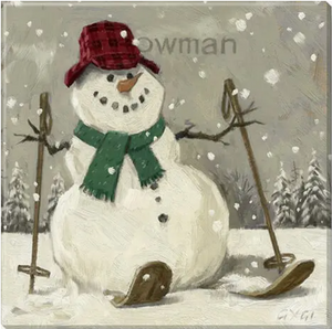 Snowman On Skis--Sepia Giclee