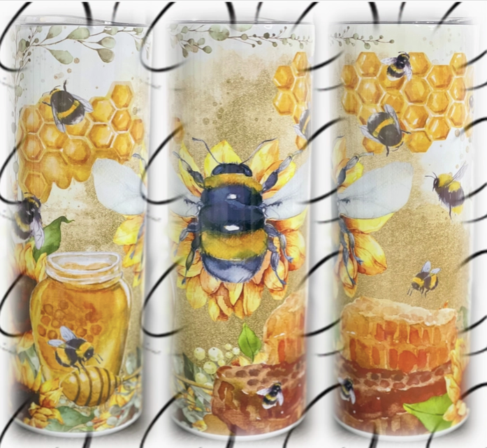 Watercolor Honey Bee 20oz Skinny Tumbler