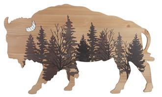 Bison in Woods Wall Plaque 24"