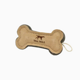 Natural Leather & Wool Bone Toy - 6"