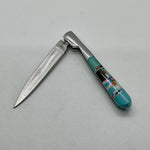Pocket Mini Knife Turquoise Inlay