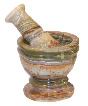 Banded Calcite Mortar And Pestle 3"