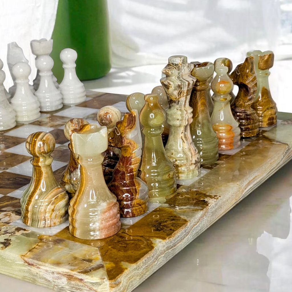 Banded Calcite Chess Set