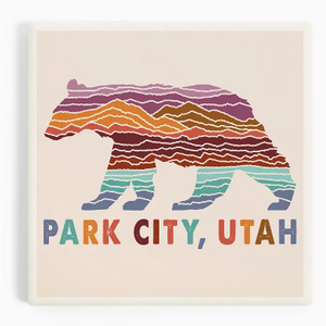 Ceramic Coaster Park City, Utah, Bear, Abstract Mountain