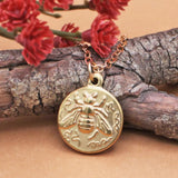 Bee Sweet Gold Round Embossed Necklace