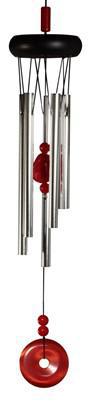 Wooden Top Red Agate Geode Wind Chime 20" long