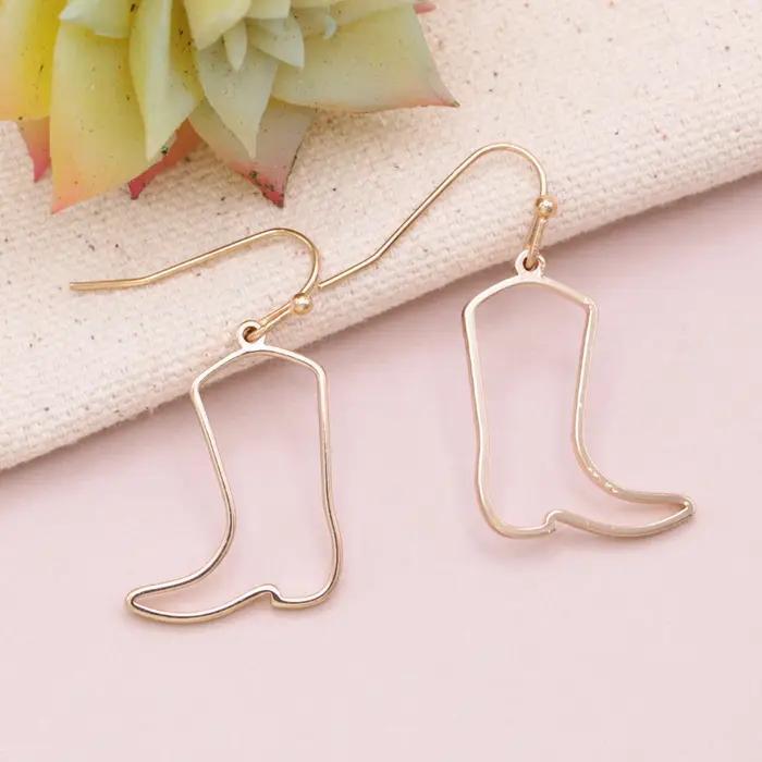 Lonesome Cowboy Gold Boot Earrings
