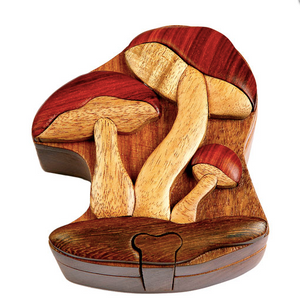 Wood Puzzle Box Mushrooms