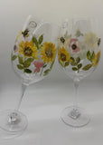 Sunflowers and Bees Wine Glass