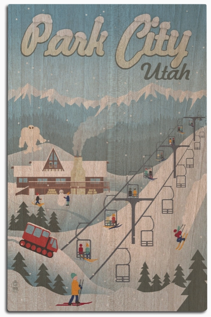 Premium Wood Sign Park City, Utah, Retro Ski Resort