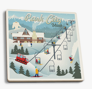 
            
                Load image into Gallery viewer, Ceramic Coaster Park City, Utah, Retro Ski Resort
            
        