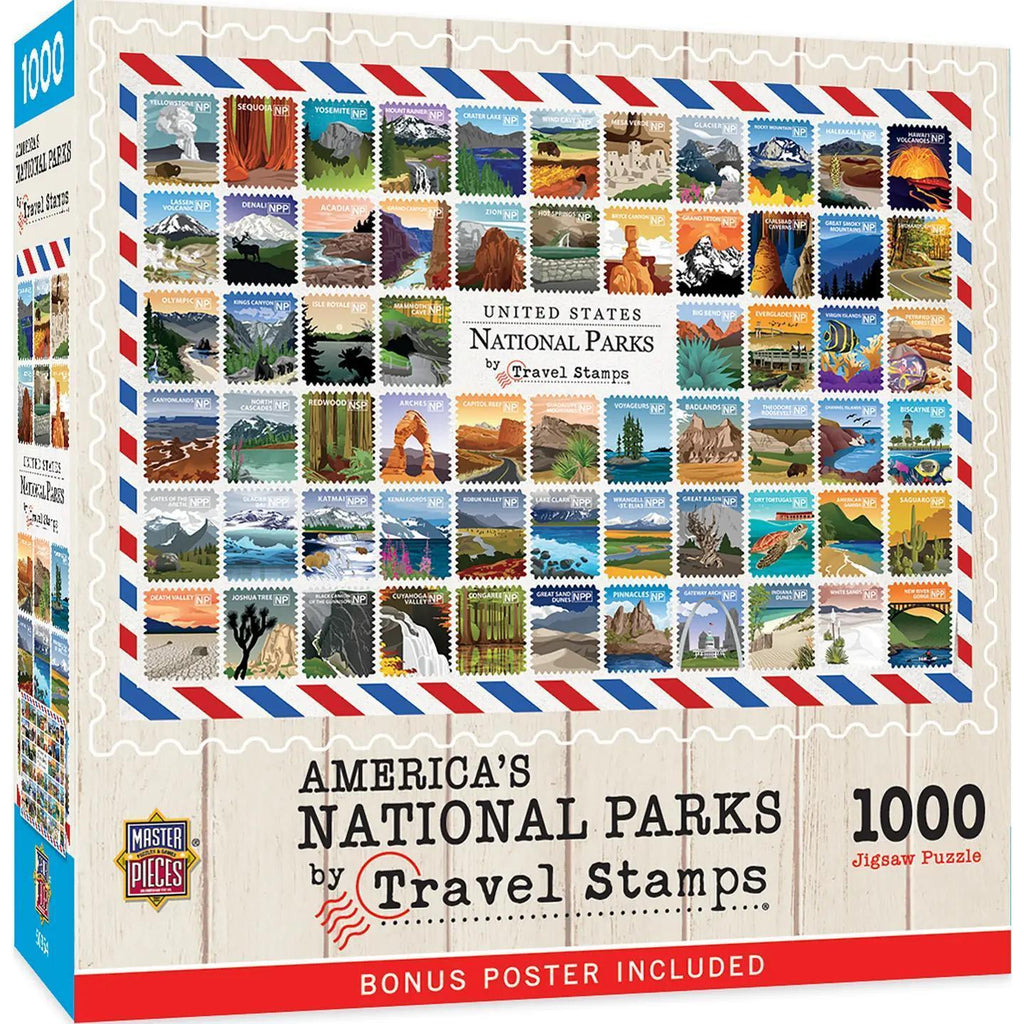 National Parks Travel Stamps 1000 Piece Puzzle