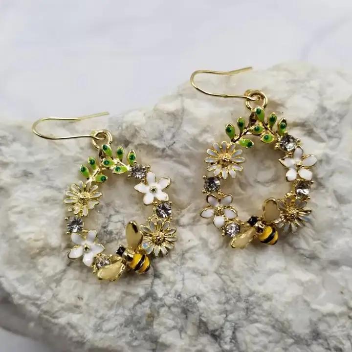 Floral Bee Earrings