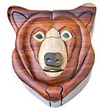 Wooden Puzzle Box Bear Head