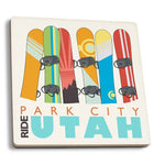 Ceramic Coaster Park City, Utah, Ride, Snowboards in Snow