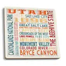 Ceramic Coaster Utah, Rustic Typography