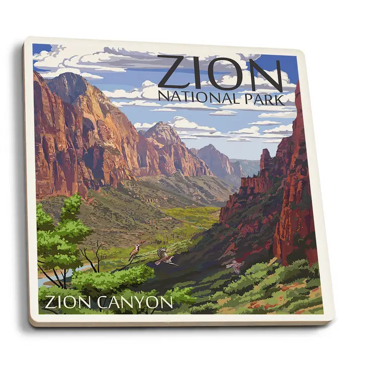 Ceramic Coaster Zion National Park, Utah, Zion Canyon Vie