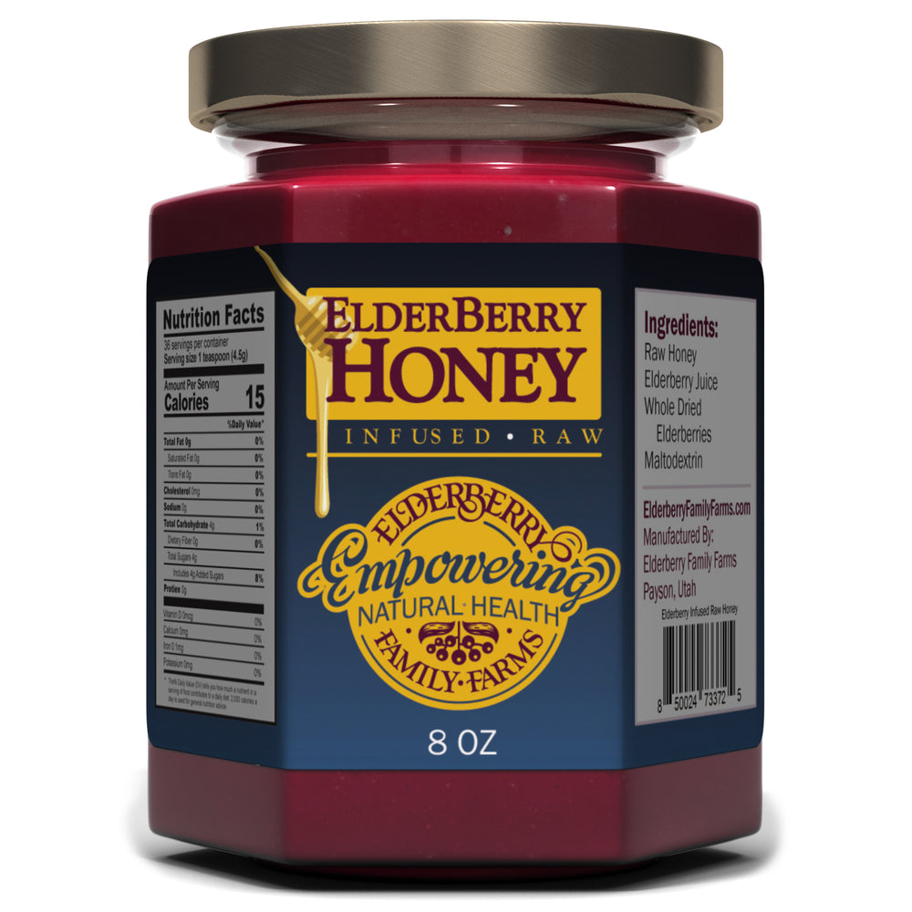 Elderberry Infused Raw Honey 8oz