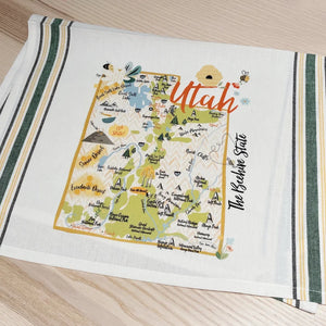 Tea Towel Utah Stripped Map