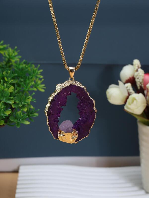 Geode Necklace Gold Dipped