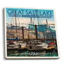 
            
                Load image into Gallery viewer, Ceramic Coaster Great Salt Lake, Utah, Marina
            
        