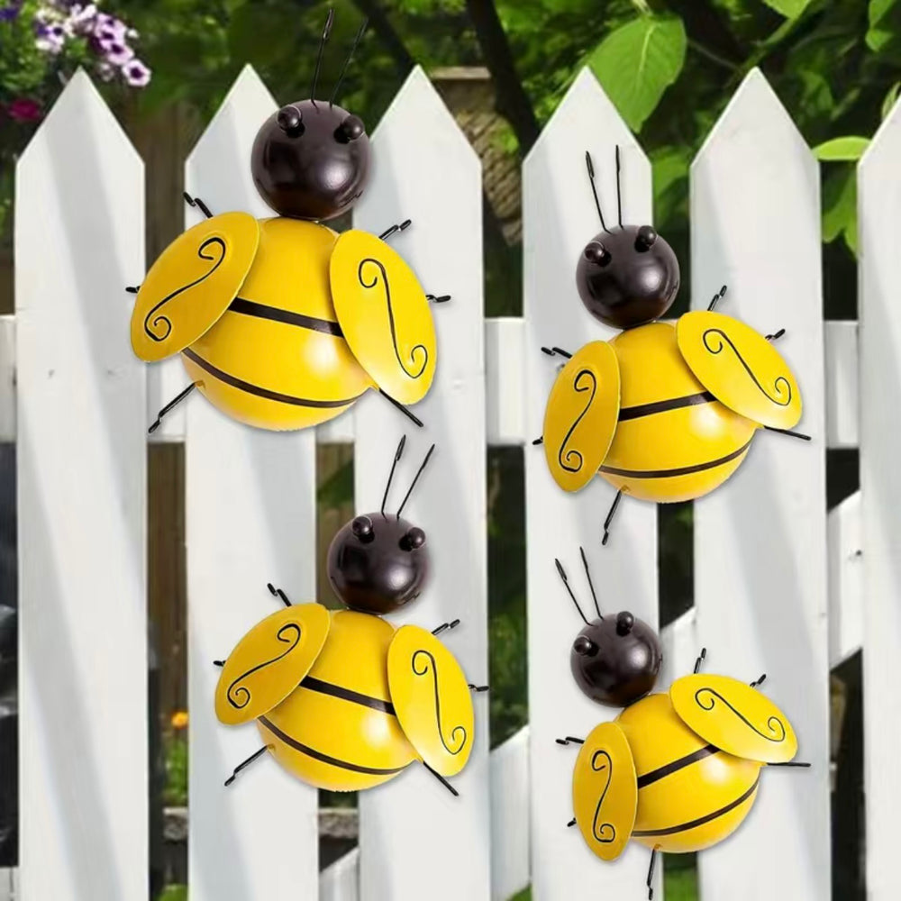 Bumble bee garden ornaments,4 Pcs Metal bumble bee Decorations