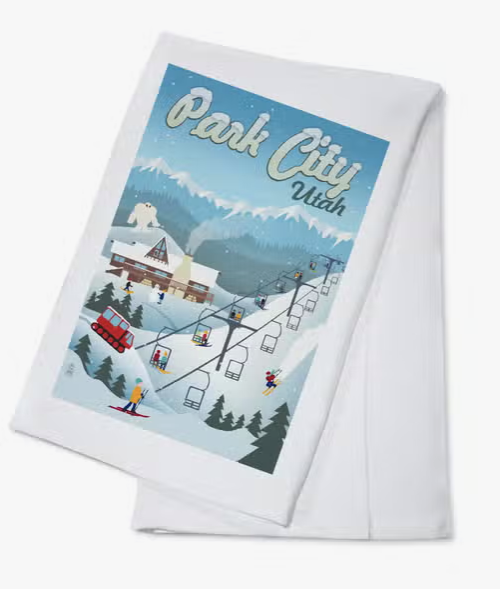 
            
                Load image into Gallery viewer, Tea Towel  - Park City, Utah, Retro Ski Resort
            
        