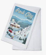 Tea Towel  - Park City, Utah, Retro Ski Resort