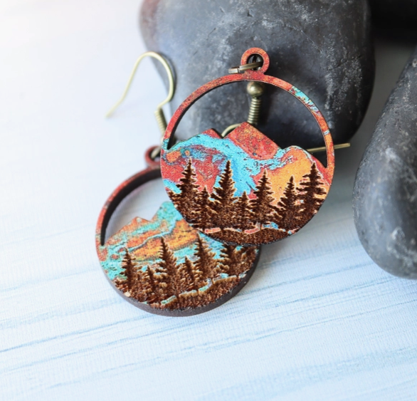 Engraved Wood Earrings