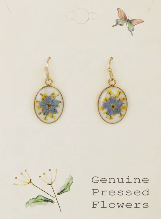Pressed Flower Earrings Gold