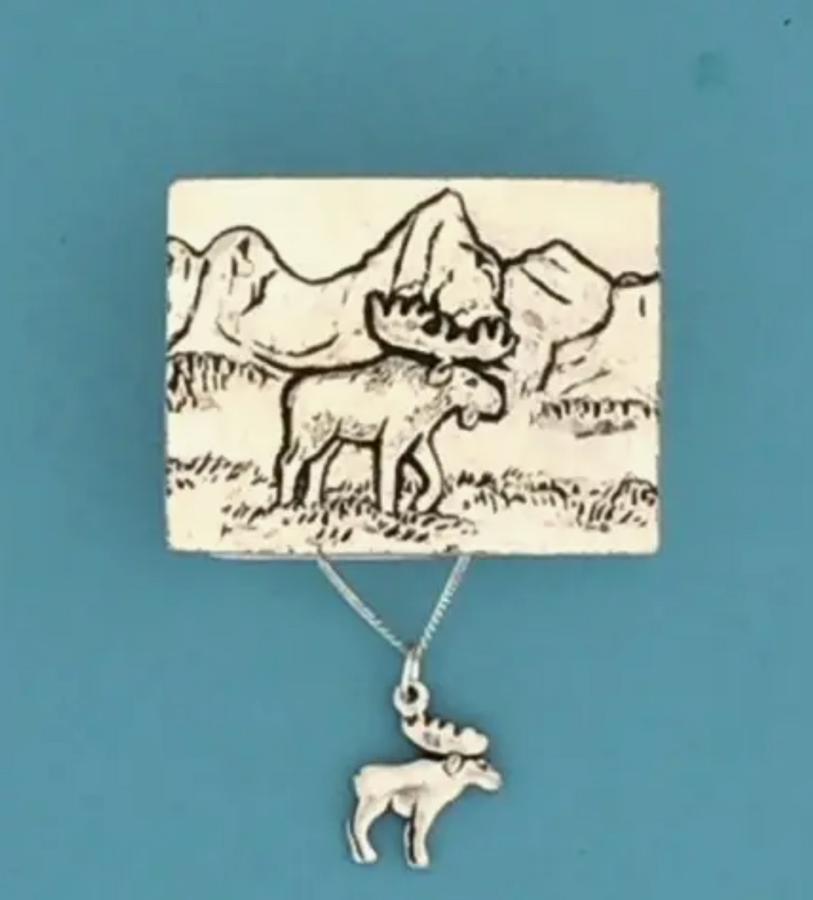 Moose Wish Box W/Moose Necklace