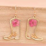 Botanical Boots Dried Flower Cowboy Boot Earrings