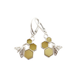 Amber Honeycomb and Bee Earrings