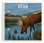 Ceramic Coaster Utah Lithograph Reflection Pond & Moose