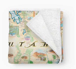 Utah State Map Fleece Blanket