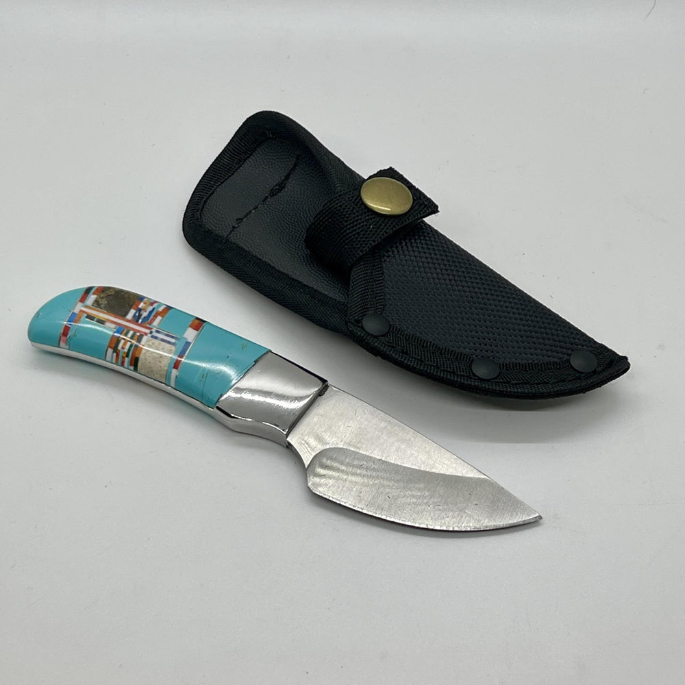 Turquoise Inlay Blade Knife with Sheath