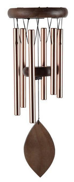 Wooden Top Copper Wind Chime 20" long