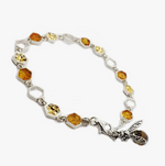 Baltic Amber .925 Silver Bee On Honeycomb Link Bracelet