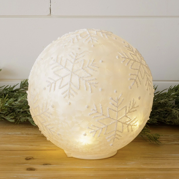 Lit Glass Ball - Snowflakes, Lg