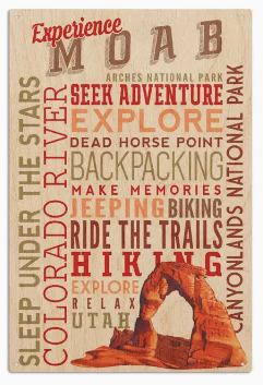 Wood Sign Art Experience Moab, Utah, Typography